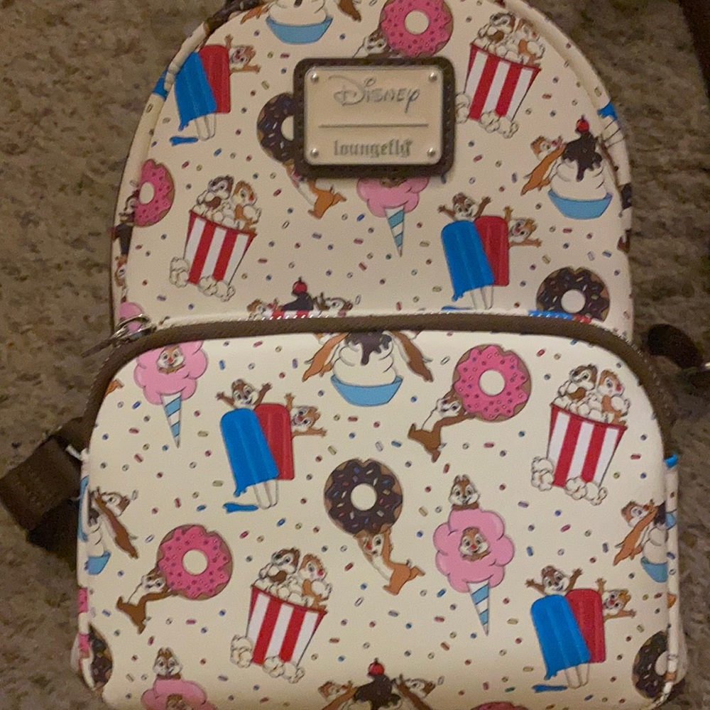 Loungefly Cream Backpack with Cartoon Snack Print